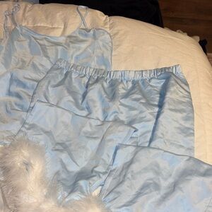 Sky Blue Women's Satin Pajama Set